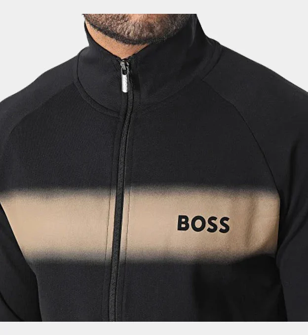 Hugo Boss Zip-Up Stripe Jacket Mens Black