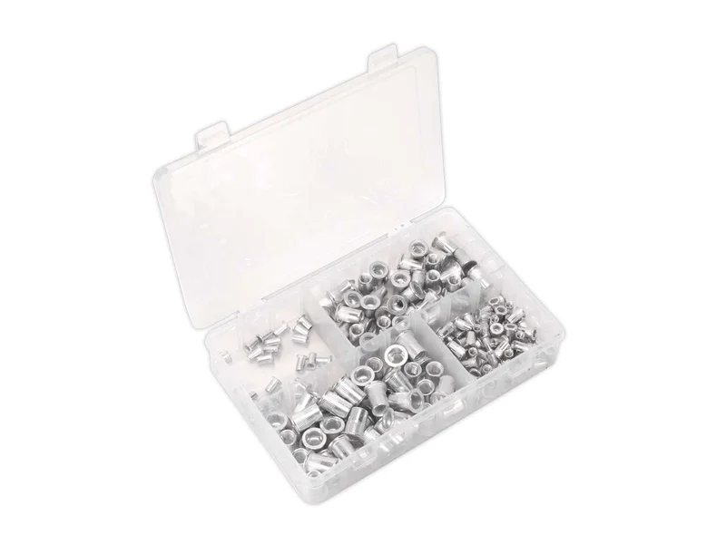 Sealey AB073TI Threaded Insert Rivet Nut Assortment 200pc M4-M8 Splined Metric