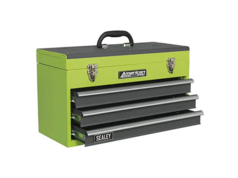 Sealey AP9243BBHV Tool Chest 3 Drawer Portable with Ball Bearing Runners - Hi-Vis Green