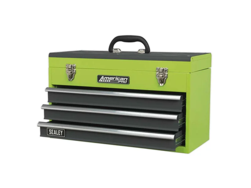 Sealey AP9243BBHV Tool Chest 3 Drawer Portable with Ball Bearing Runners - Hi-Vis Green