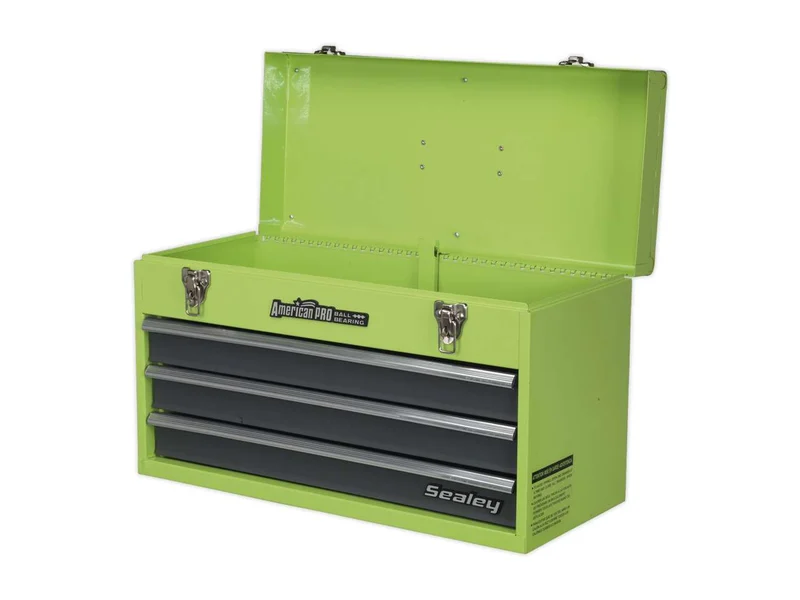 Sealey AP9243BBHV Tool Chest 3 Drawer Portable with Ball Bearing Runners - Hi-Vis Green