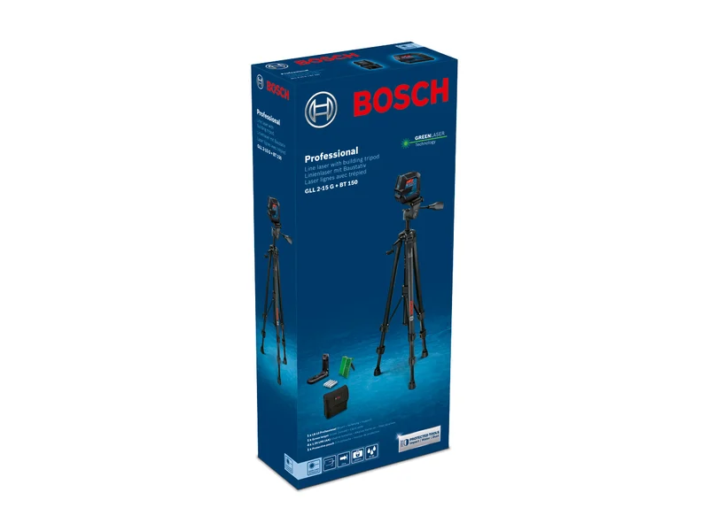 Bosch GLL 2-15 G Green Self Level Line Laser Kit with Tripod