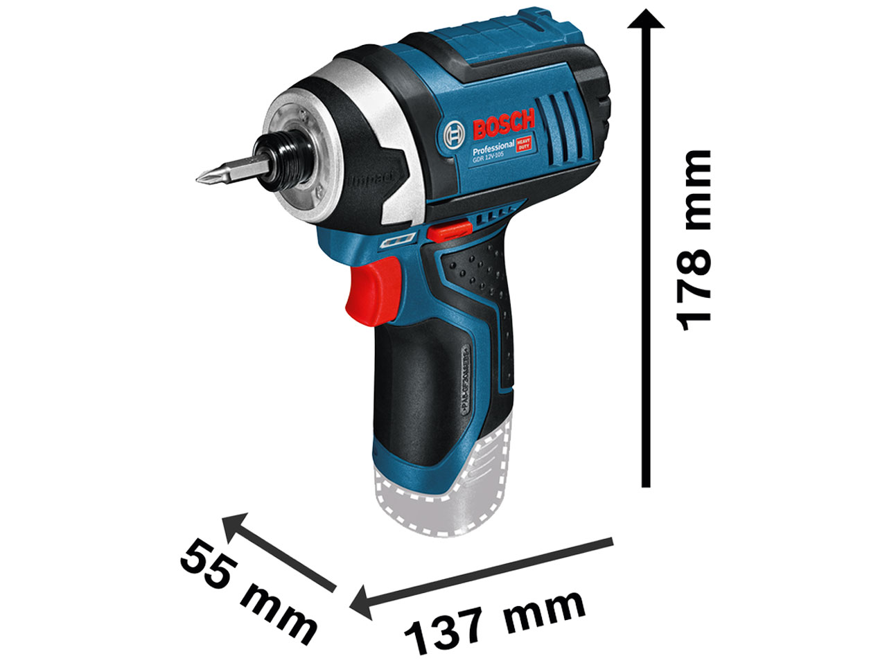 Bosch GDR12V105 12v 2 x 2.0Ah Li ion Cordless Impact Driver and