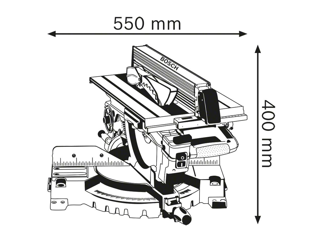 Miter table clearance combination saw bosch