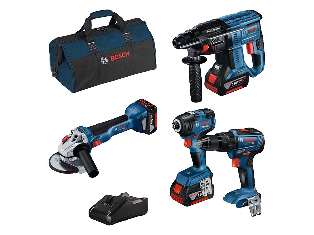 Bosch 4 PIECE KIT 18v 3x4Ah 4pc Brushless Tool Kit