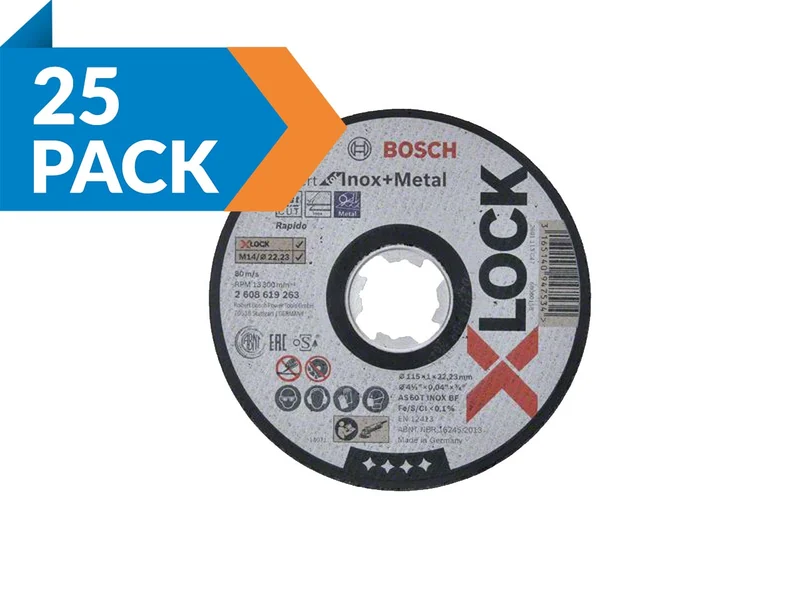 Bosch 2608619263 115mm x 22.23mm x 1.0mm X-LOCK Expert Inox Metal Cutting Disc