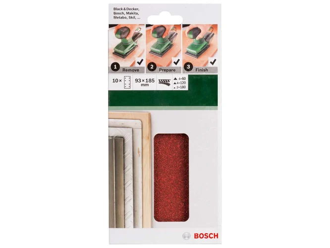 Bosch 2609256A86 Mixed Grit Orbital Sanding Sheet Set 10pk