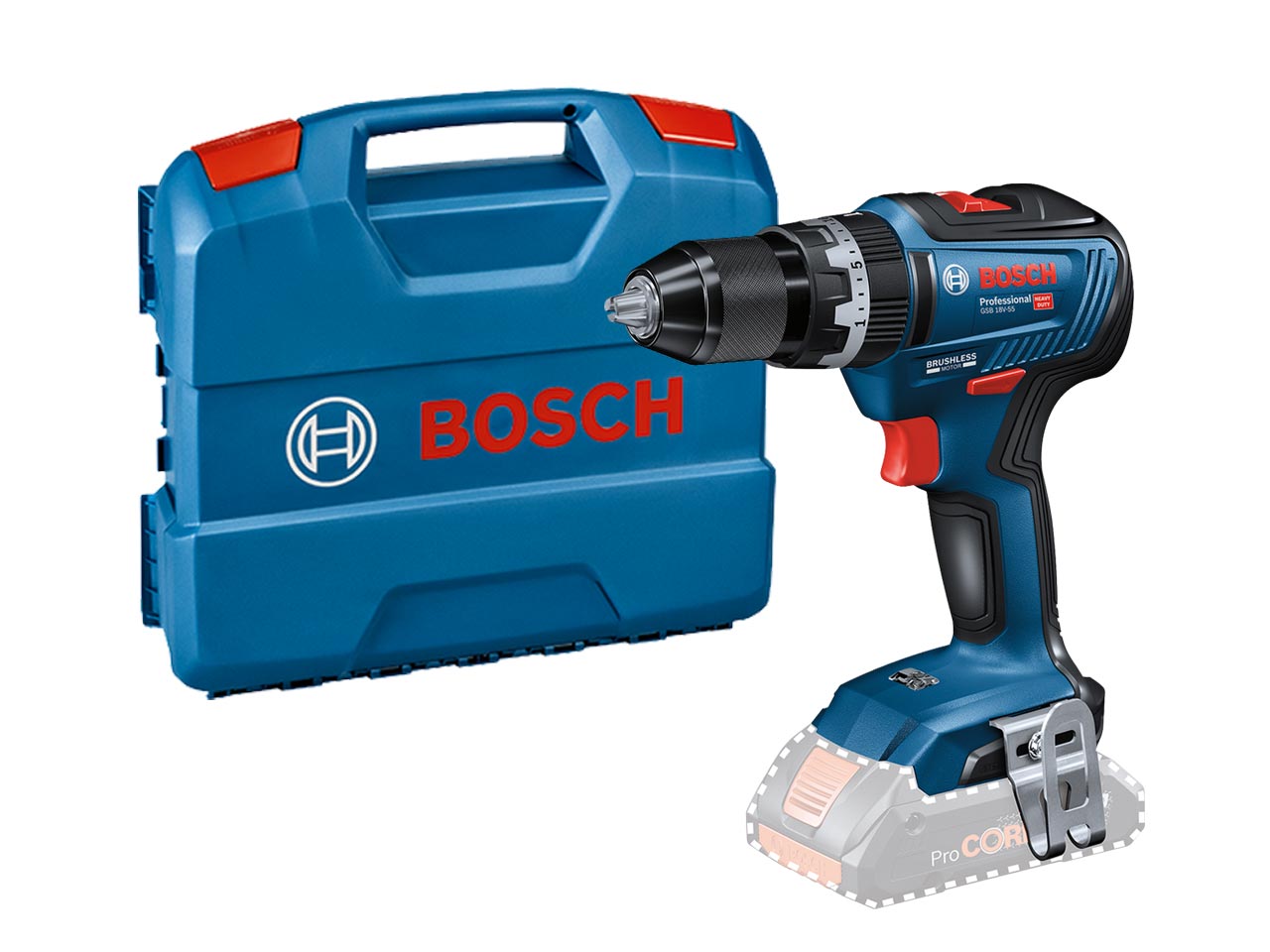 Bosch GSB18V55Lcase 18v GSB 18V 55 Brushless Combi Drill in Case