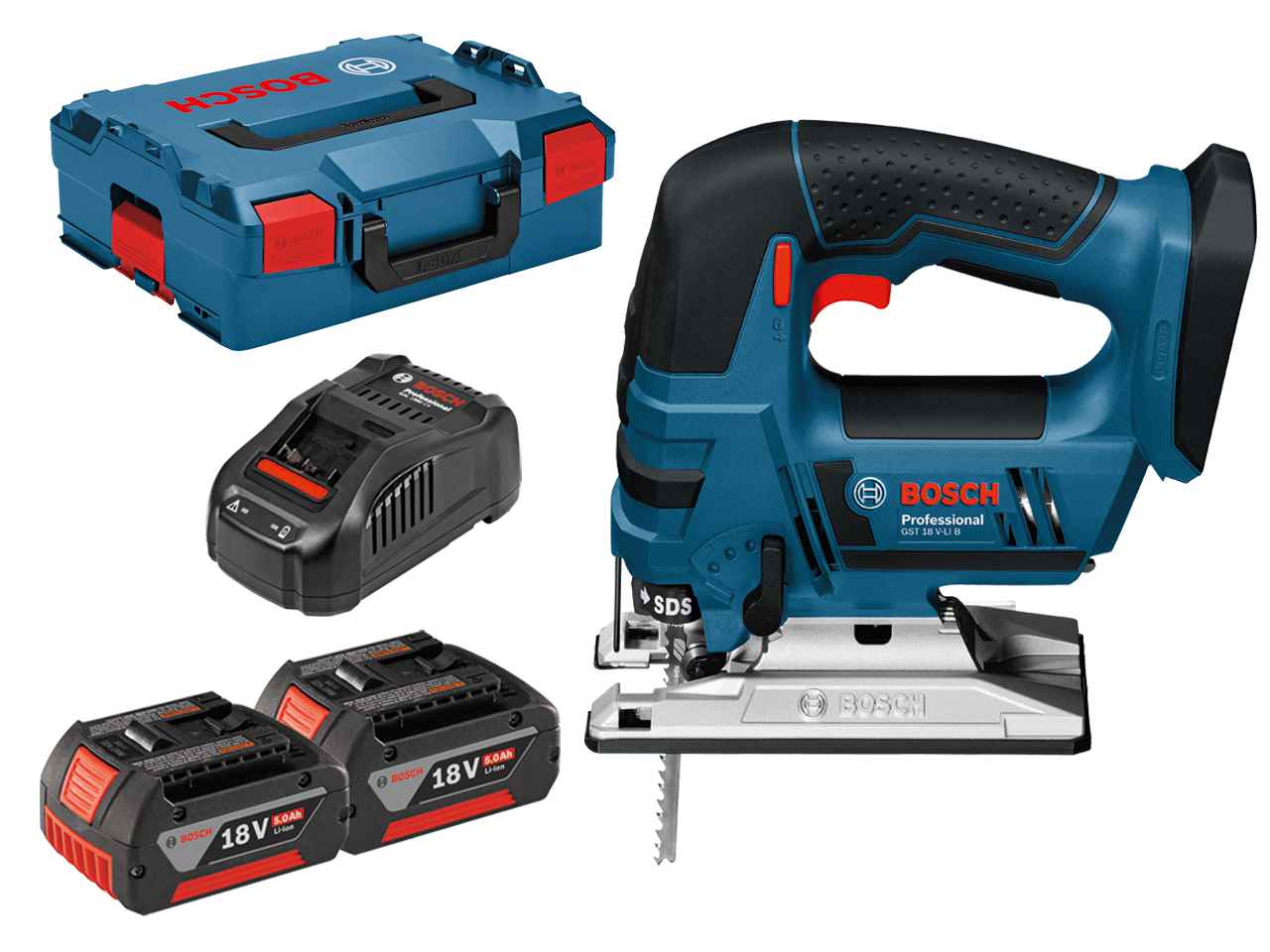 Bosch GST18VLIB 18v 2x5Ah Li ion Cordless Jigsaw Kit