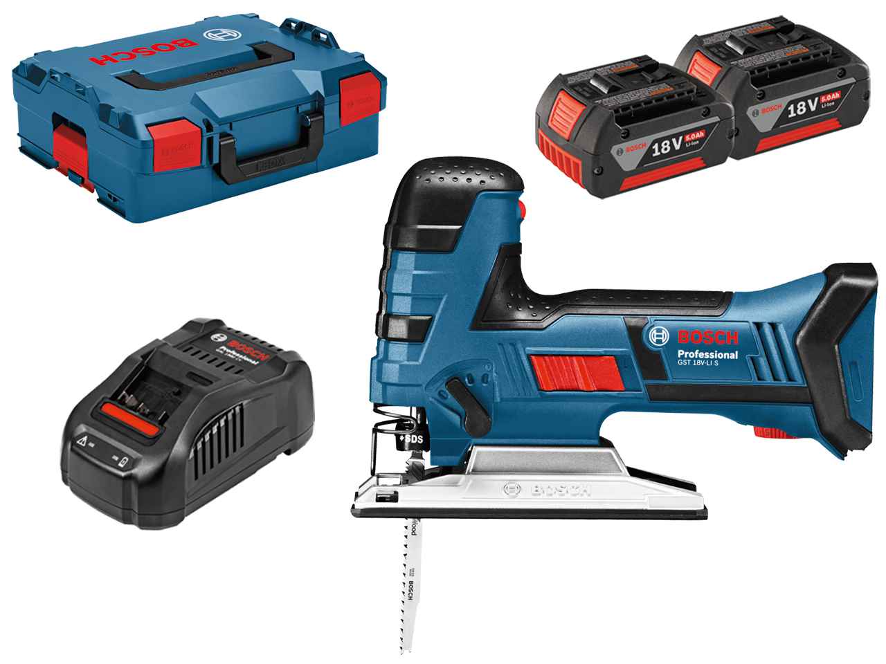 Bosch GST18VLIS 18v 2x5Ah Li ion Cordless Jigsaw Kit