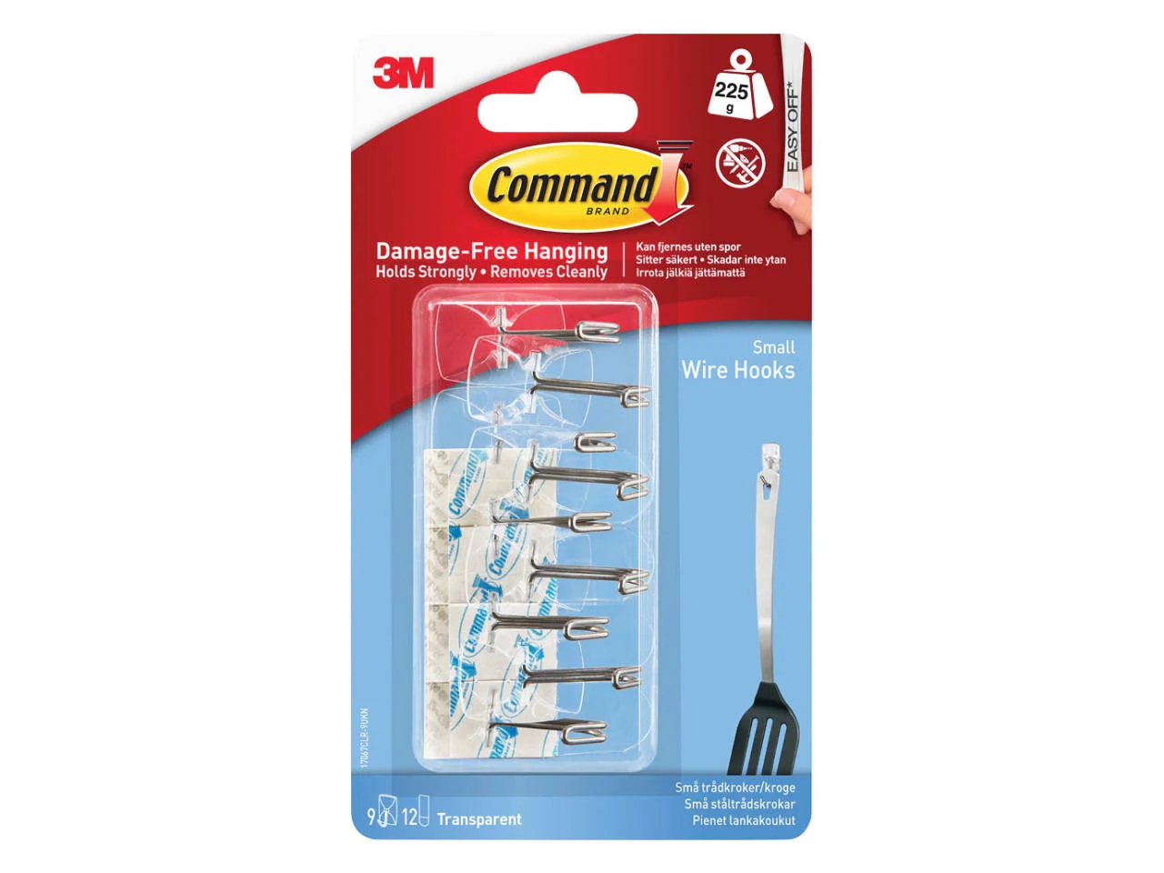 3M Command 9 Small Wire Hooks 12 Adhesive Strips Wall Hanger VALUE PACK  17067