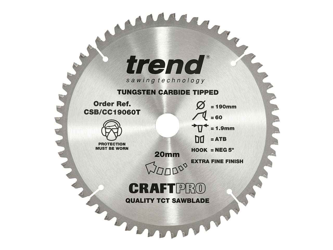 Trend Trend CSB/CC19060T 190mm x 20mm x 60T Wood Craft Crosscut
