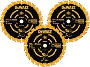 DeWalt DT10302x3 184mm x 16mm x 24T Multi Material Extreme Circular Saw Blade 3pk
