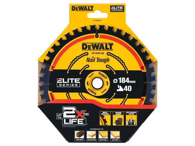 DeWalt DT10303 184mm x 16mm x 40T Multi Material Extreme Circular Saw Blade