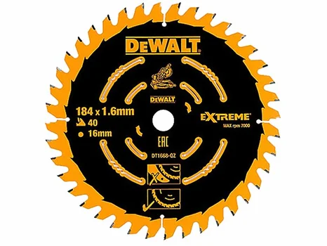 DeWalt DT1668-QZ 184mm x 16mm x 40T Wood Circular Saw Blade DCS365