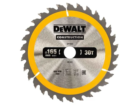 DeWalt DT1935-QZ 165mm x 20mm x 30TWood Construction Circular Saw Blade