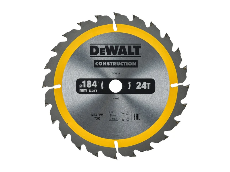 DEWALT DEWALT DT1939QZX3 184mm x 16mm 24T Construction Circular Saw ...