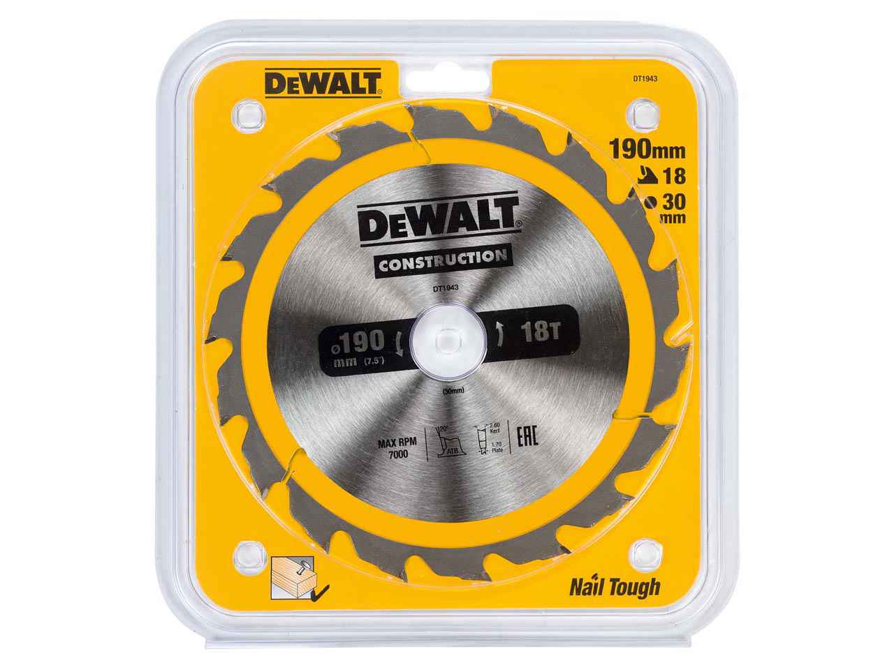 DEWALT DeWalt DT1943-QZ 190mm x 30mm x 18T Wood Construction