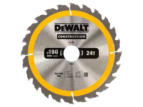DeWalt DT1944-QZ 190mm x 30mm x 24T Wood Construction Circular Saw Blade