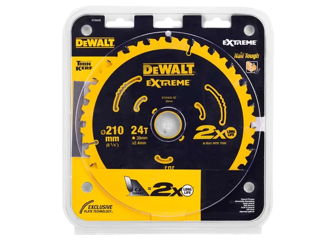 DeWalt DT20432-QZ Extreme 210mm x 30mm x 24T Wood Extreme Saw Blade