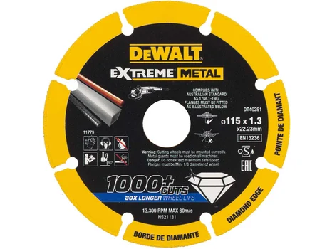 DeWalt DT40251 115 x 22.23 x 1.3mm Extreme Metal Diamond Disc