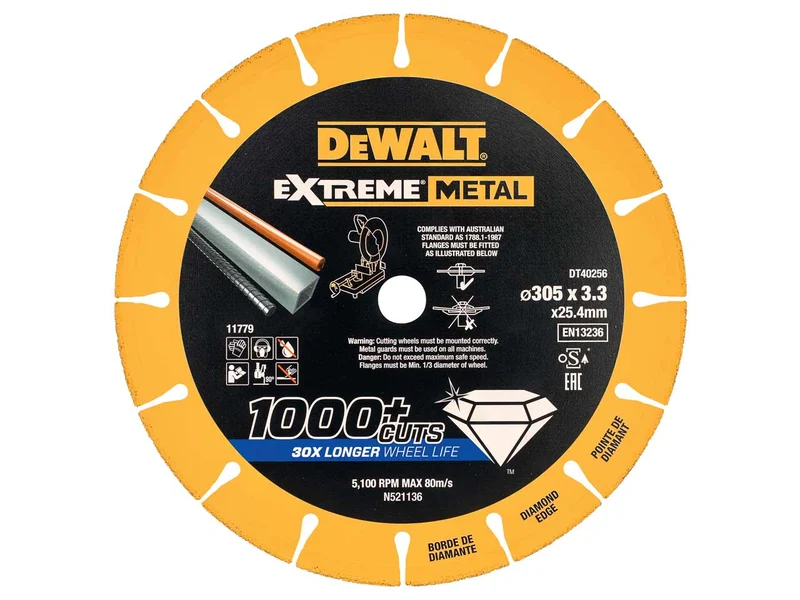 DeWalt DT40256 300 x 25.4 x 3.3mm Extreme Metal Diamond Disc