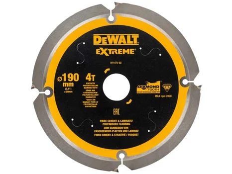 DeWalt DEWDT1472QZ 190mm x 30mm x 4T Fibre Cement Extreme Circular Saw Blade