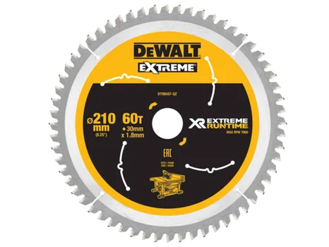 DEWALT DT99567QZ 210mm x 30mm 60T Wood FlexVolt Xtreme Runtime Saw Blade