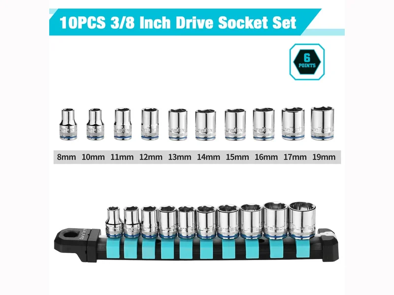 Duratech DT401022 3/8in Drive 8-19mm 10pc Metric Socket Set