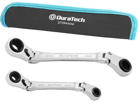 Duratech DT2R4IN1M 8mm-19mm 4in1 Ratchet Box Spanner 2pc Set