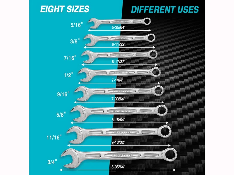Duratech DT402050 5/16in-3/4in SAE Combination Spanner 8pc Set