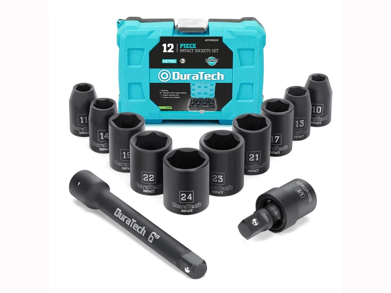 Duratech DTIMSS12M 1/2in Drive 10mm-24mm Metric Impact Socket 12pc Set