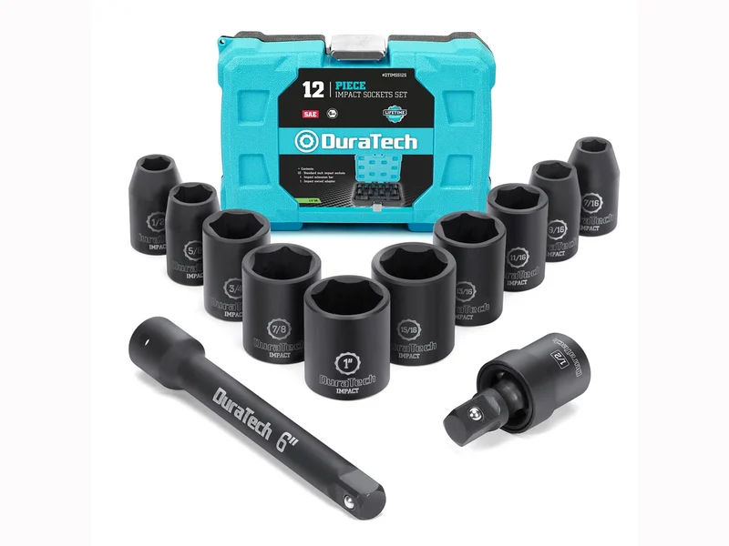 Duratech DTIMSS12S 1/2in Drive 7/16in-1/2in SAE Impact Socket 12pc Set