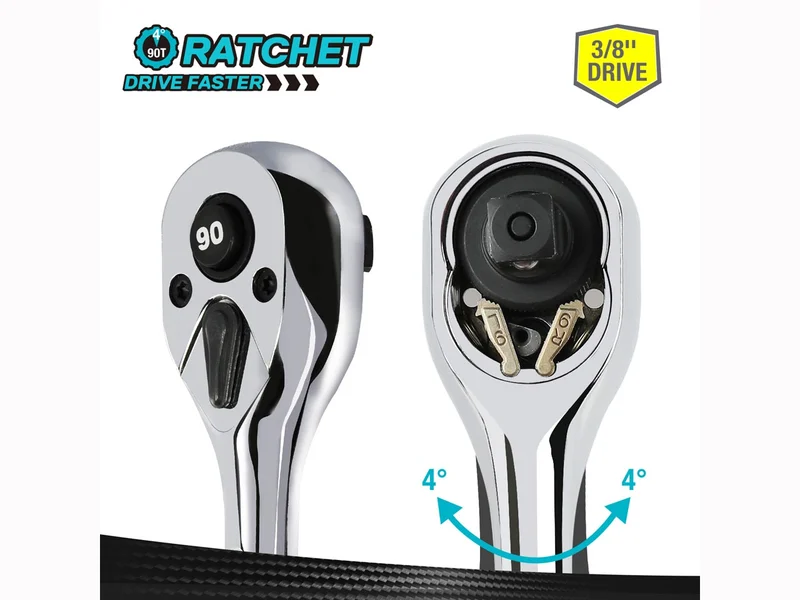 Duratech DTMTQRR3890 3/8in Drive 90 Teeth Quick-Release Ratchet Wrench