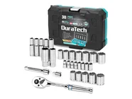 Duratech DTMTSS030 3/8in 1/4in Drive Mechanics Metric SAE Ratchet Socket Set 30pc