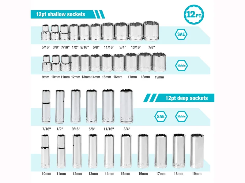 Duratech DTMTSS040 3/8in Drive Mechanics Metric SAE 40pc Ratchet Socket Set