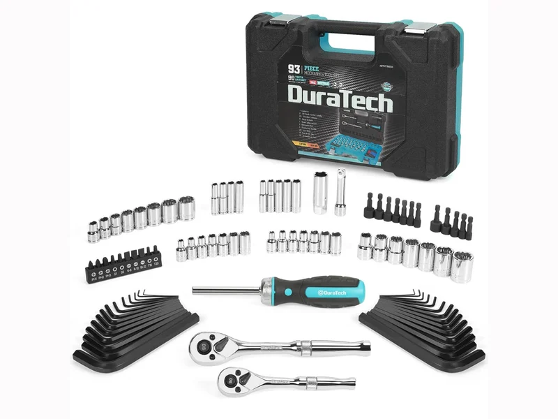 Duratech DTMTSS093 1/4in 3/8in Drive Mechanics Metric SAE 93pc Ratchet Socket Set