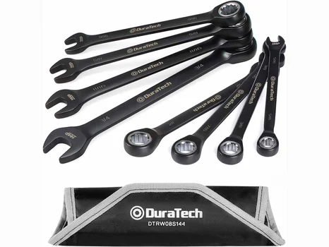 Duratech DTRW08S144 5/16in-3/4in SAE Ratchet Combination 144 Position Spanner 8pc Set