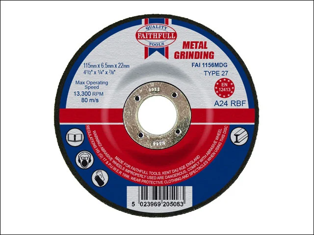 Faithfull FAI1156MDG DPC Metal Grinding Disc 115 x 6.5 x 22mm