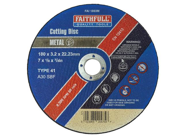 Faithfull FAI1803M Cut Off Disc for Metal 180mm x 3.2mm x 22mm