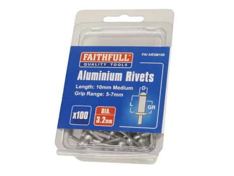 Faithfull FAIAR3M100 Aluminium Rivets 3mm Medium 100pk