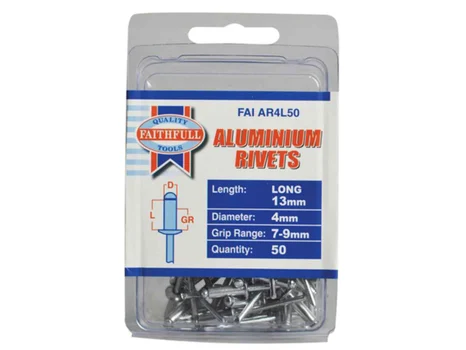 Faithfull FAIAR4L50 Aluminium Rivets 4mm Long Pack 50