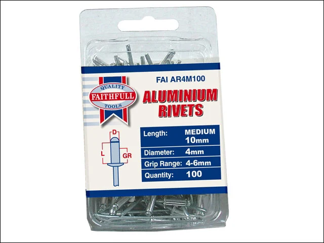 Faithfull FAIAR4M100 Aluminium Rivets 4mm Medium 100pk