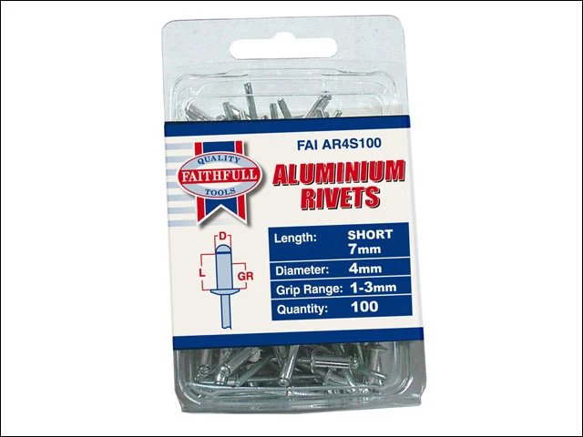 Faithfull FAIAR4S100 Aluminium Rivets 4mm Short 100pk