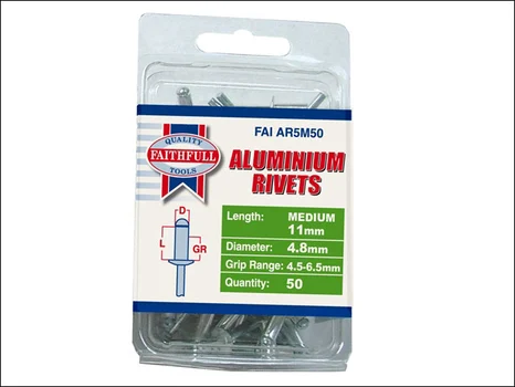 Faithfull FAIAR5M50 Aluminium Rivets 5mm Medium Pack 50