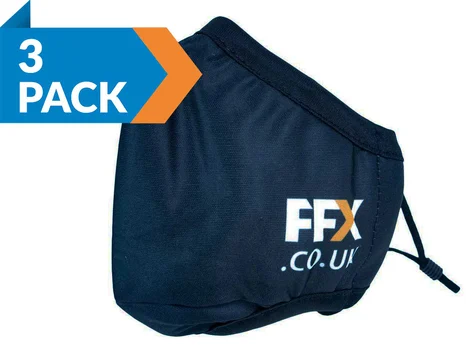 FFX Logo Mask Black Reusable Adjustable Face Protection PM2.5 Filter 3pk
