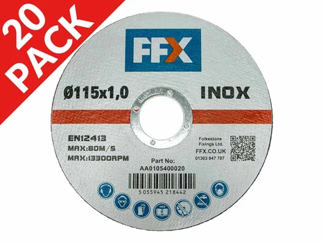 FFX AA0105400020 x 20 115mm x 1mm x 22mm Premium INOX Slitting / Cutting Disc 20pk