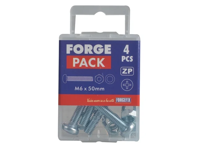 Forgefix FORFPMSPH650 Machine Screw Pozi Pan Head ZP M6 x 50mm Forge Pack 4