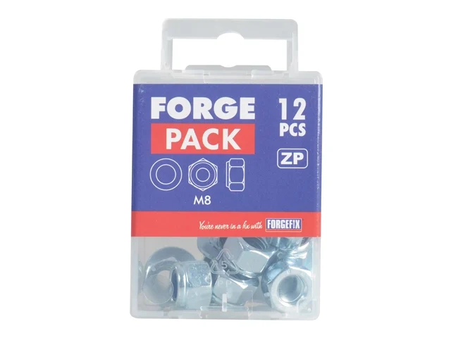 Forgefix FORFPNYL8 Nyloc Nuts & Washers Zinc Plated M8 Forge Pack 12