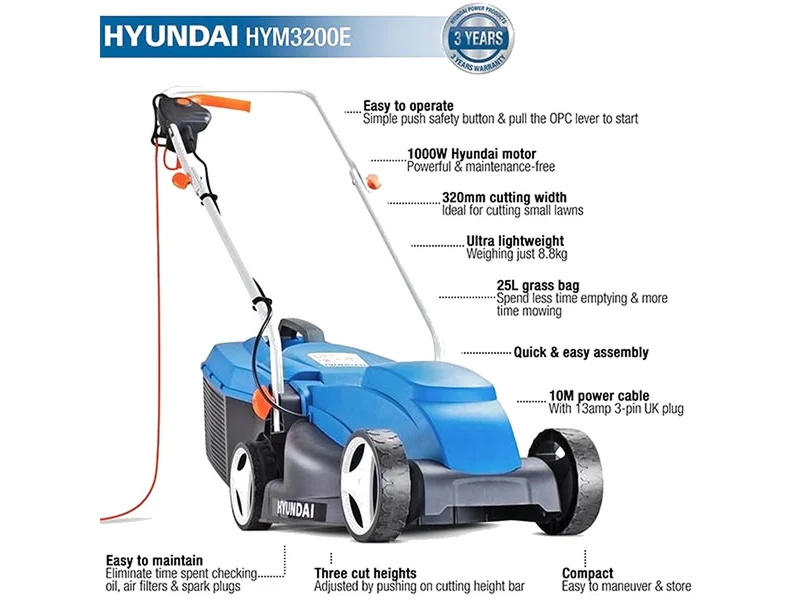 Hyundai HYM3200E-HYTR250E 230V 320mm Push Lawn Mower/Trimmer Bundle